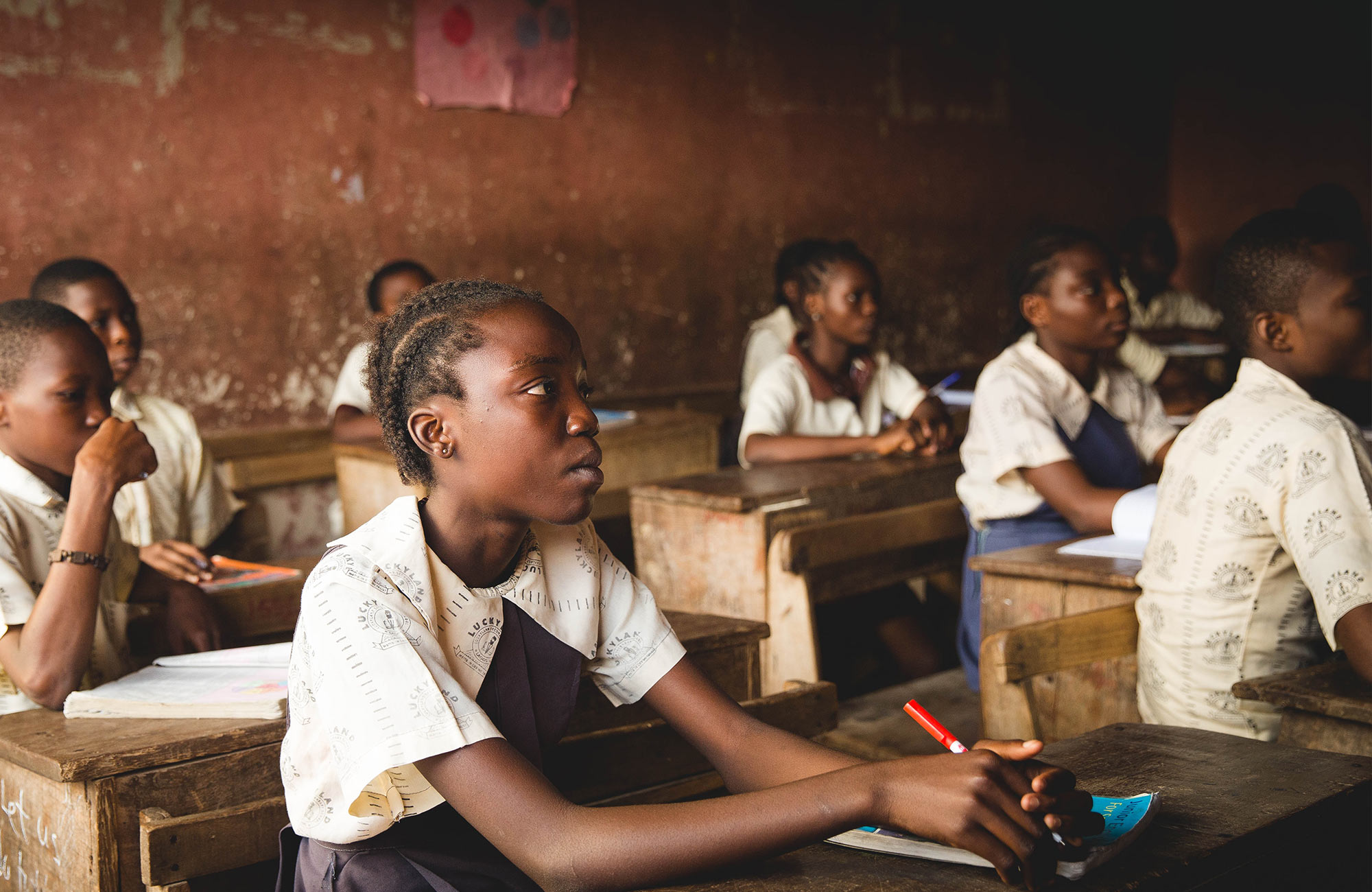 Elever på skole i Afrika