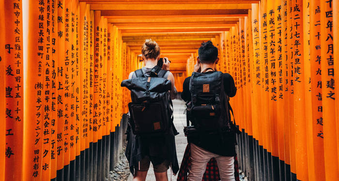 Reis til Kyoto på en rundreise i Japan