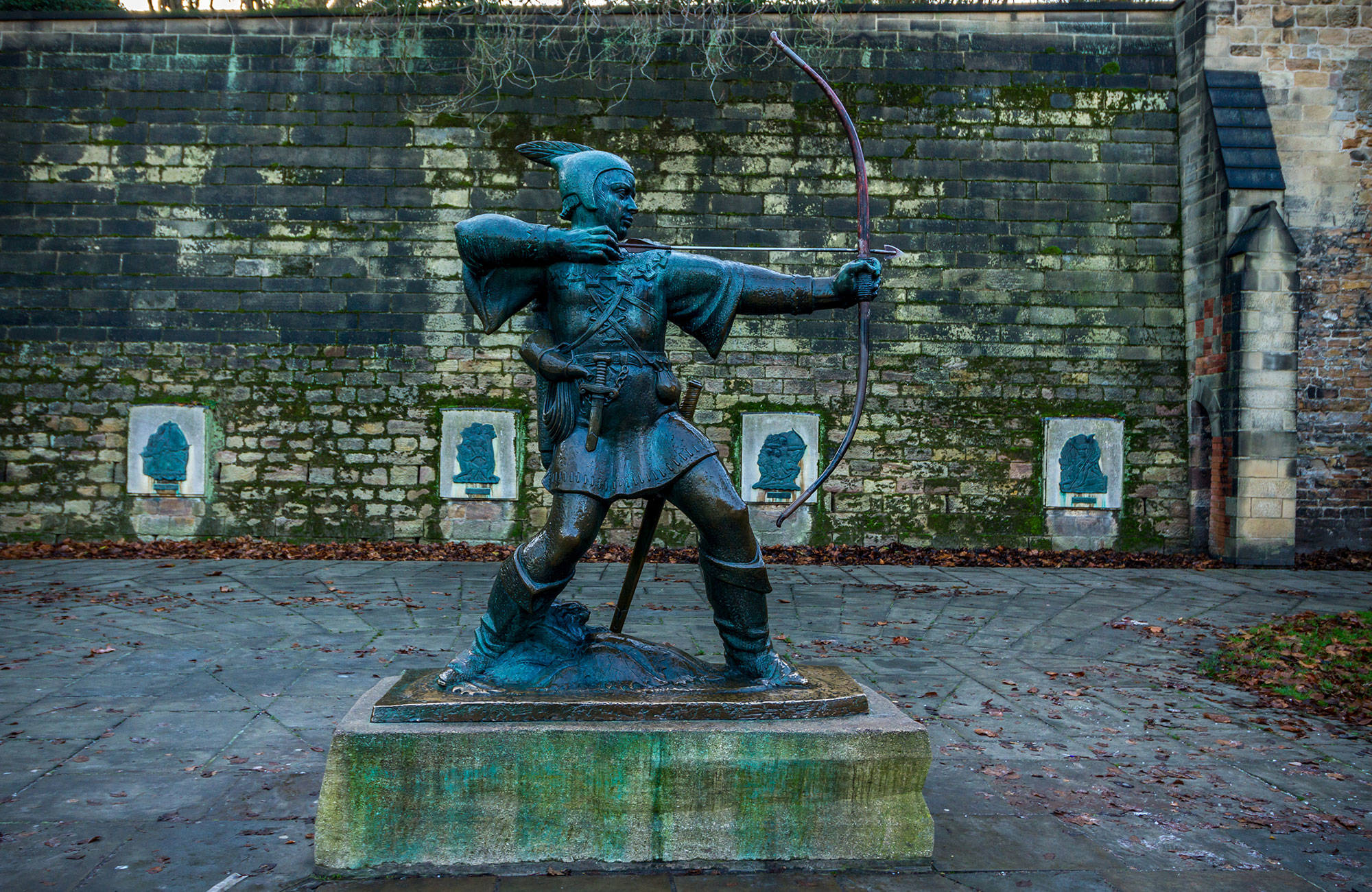 Statue av Robin Hood i Nottingham