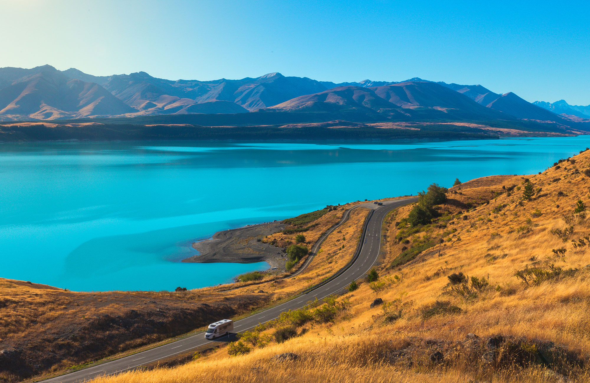 Lei en Maui Cascade campervan på New Zealand