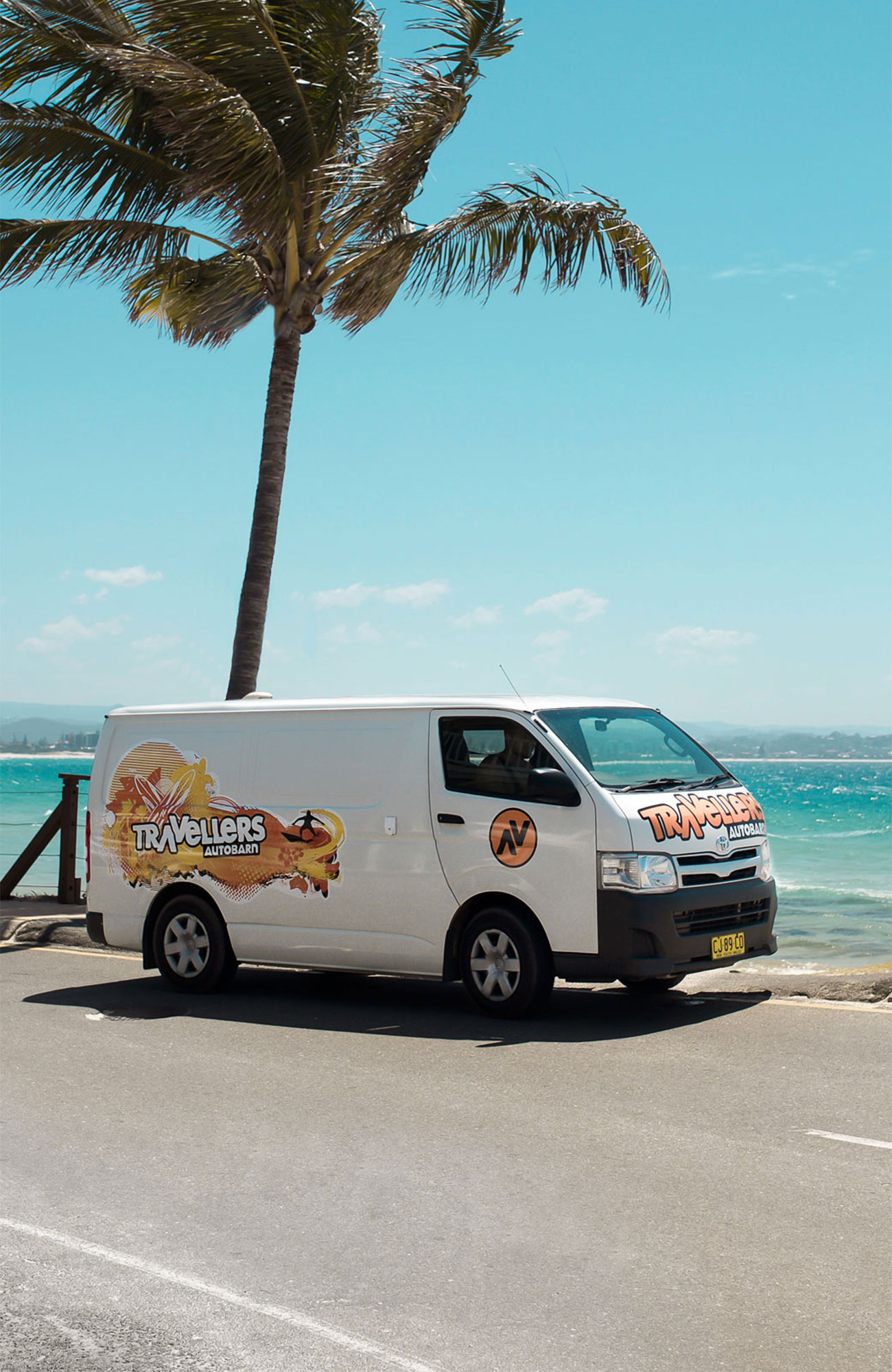 Lei en Chubby campervan fra Travellers Autobarn på New Zealand