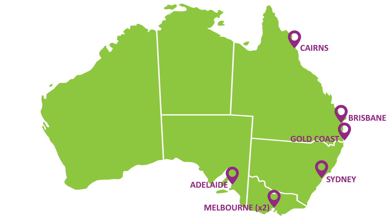 Utleiestasjoner for Coaster i Australia