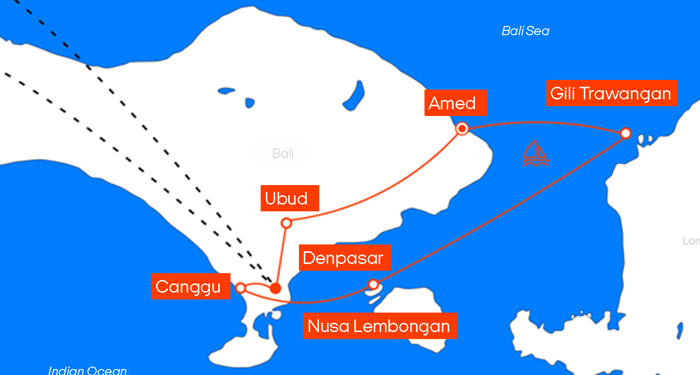 Reiserute med Tripmates: Bali, Gili & Lembongan