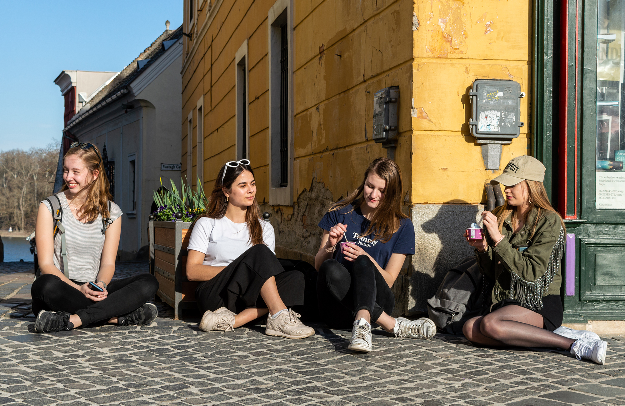 Hungary Budapest Girls Sitting